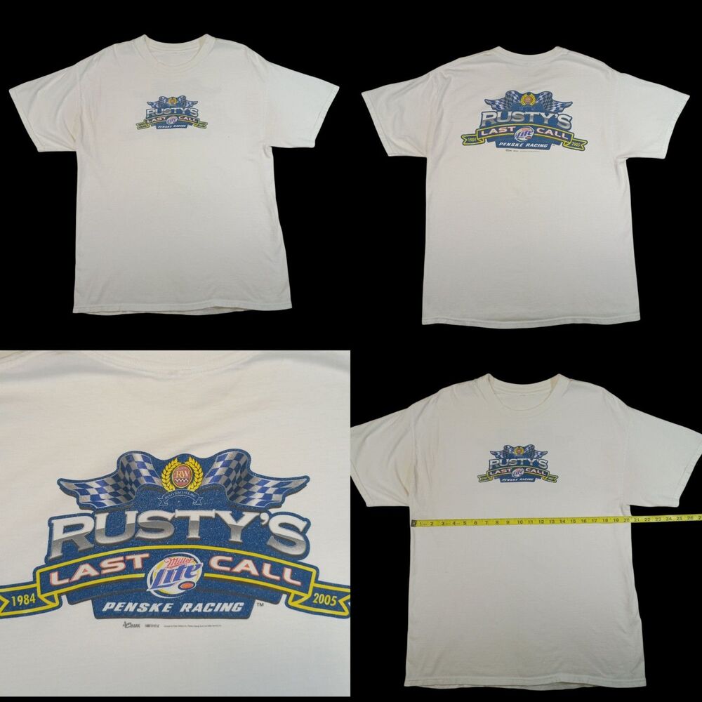 Vntg Y2K Chase Authentics Rusty Wallace Nascar Racing T-Shirt White Large